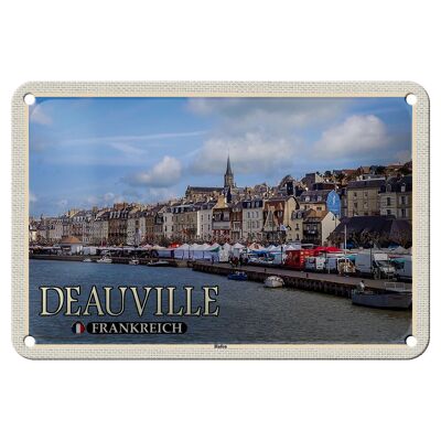 Tin Sign Travel 18x12cm Deauville France Harbor Boats Sign