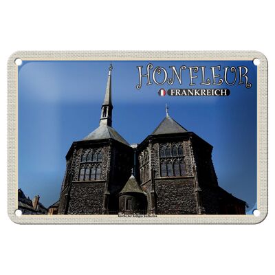 Cartel de chapa de viaje 18x12cm Honfleur Francia Iglesia Katharina