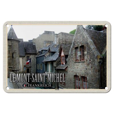 Cartel de chapa de viaje 18x12cm Le Mont-Saint-Michel Francia casco antiguo
