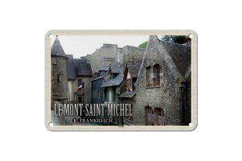 Plaque en étain voyage 18x12cm Le Mont-Saint-Michel France Vieille Ville 1