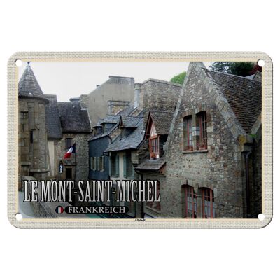 Tin Sign Travel 18x12cm Le Mont-Saint-Michel France Old Town