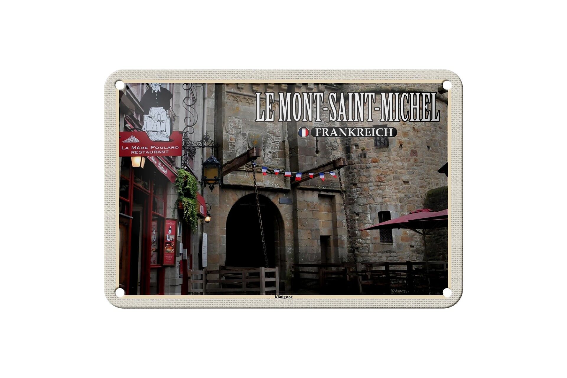 Plaque en tôle voyage 18x12cm Le Mont-Saint-Michel France Porte du Roi