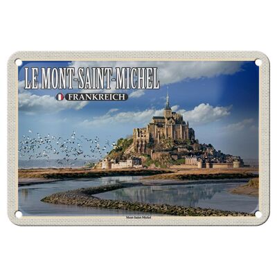 Panneau de voyage en étain, 18x12cm, Le Mont-Saint-Michel, France