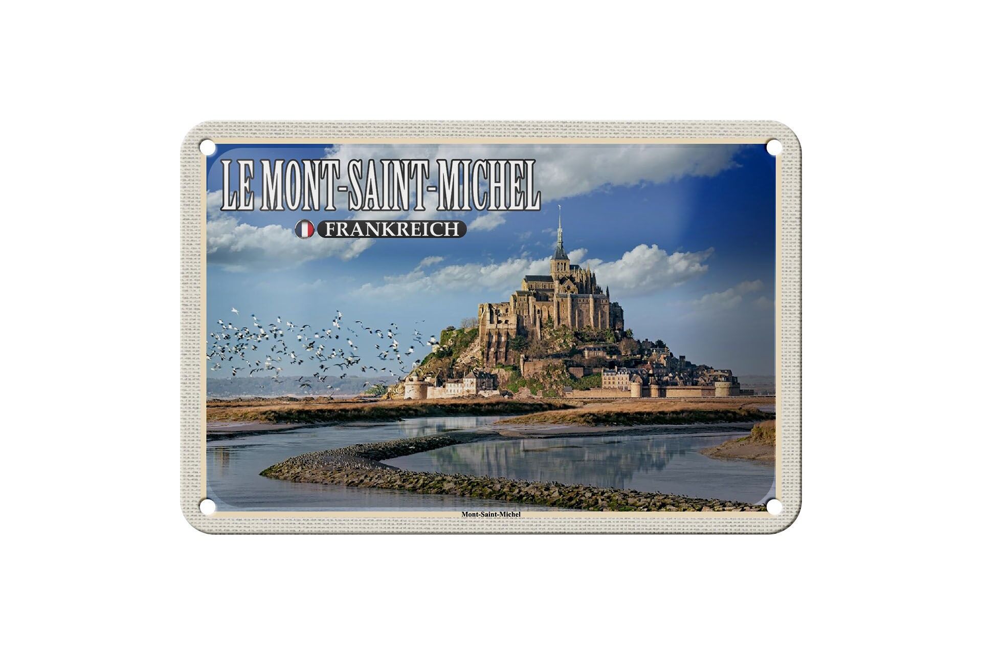 Panneau de voyage en étain, 18x12cm, Le Mont-Saint-Michel, France