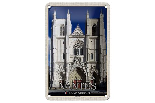Blechschild Reise 12x18cm Nantes Frankreich Kathedrale Deko Schild