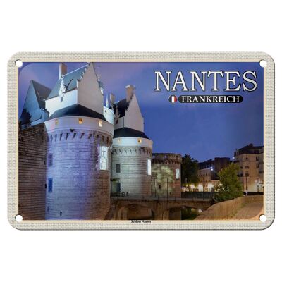 Cartel de chapa de viaje, 18x12cm, Nantes, Francia, cartel del castillo de Nantes