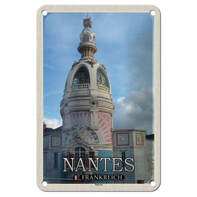 Cartel de chapa de viaje, 12x18cm, Nantes, Francia, Tour Lu, cartel decorativo