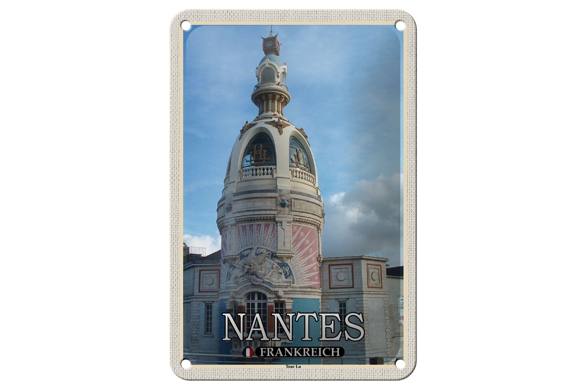 Targa in metallo da viaggio 12x18 cm Nantes France Tour Lu Targa decorativa
