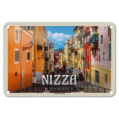 Cartel de chapa de viaje, 18x12cm, Niza, Francia, casco antiguo de Niza