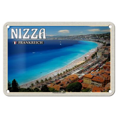 Targa in metallo da viaggio 18x12 cm Nizza Francia Promenade des Anglais