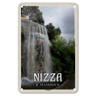 Cartel de chapa de viaje, 12x18cm, Niza, Francia, Schloßberg, cartel decorativo