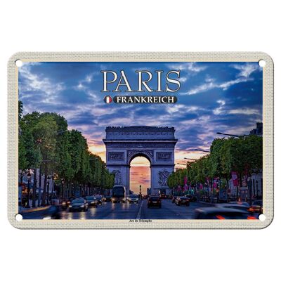 Blechschild Reise 18x12cm Paris Frankreich Arc de Triomphe Schild
