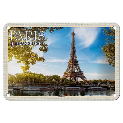 Targa in metallo da viaggio 18x12 cm Parigi Francia Torre Eiffel Targa decorativa