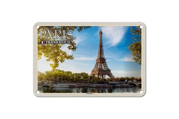 Panneau décoratif de voyage en étain, 18x12cm, Paris, France, tour Eiffel 1