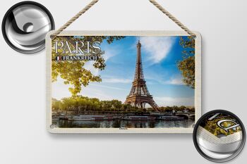 Panneau décoratif de voyage en étain, 18x12cm, Paris, France, tour Eiffel 2