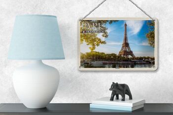Panneau décoratif de voyage en étain, 18x12cm, Paris, France, tour Eiffel 4