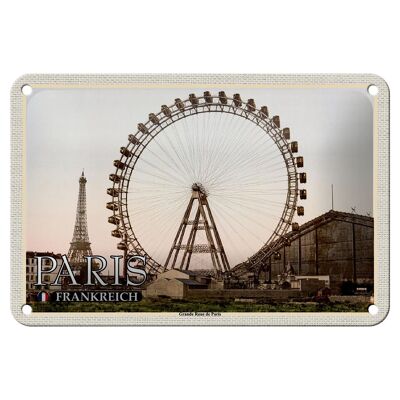 Signe en étain voyage 18x12cm, Paris, France, Grande Roue, grande roue