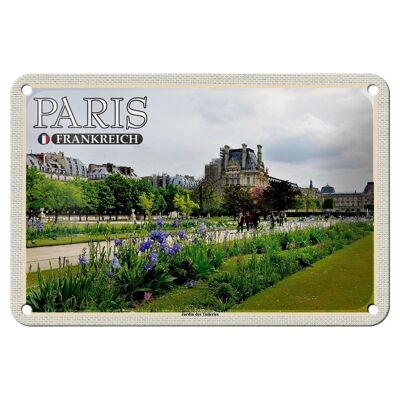 Targa in metallo da viaggio 18x12 cm Parigi Francia Parco Jardin des Tuileries