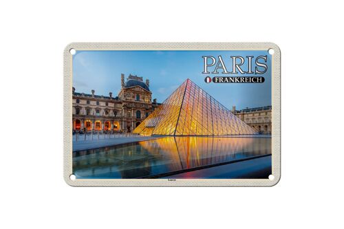 Blechschild Reise 18x12cm Paris Frankreich Louvre Museum Deko Schild