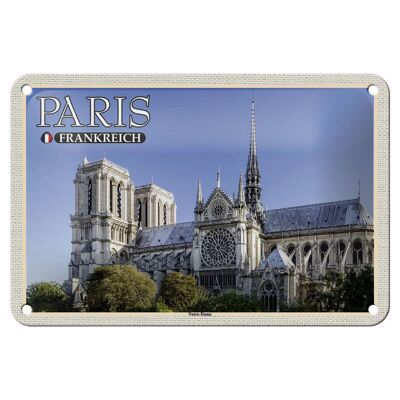 Cartel de chapa de viaje 18x12cm París Francia Catedral de Notre-Dame