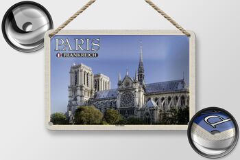 Panneau en étain voyage 18x12cm, Paris, France, cathédrale Notre-Dame 2