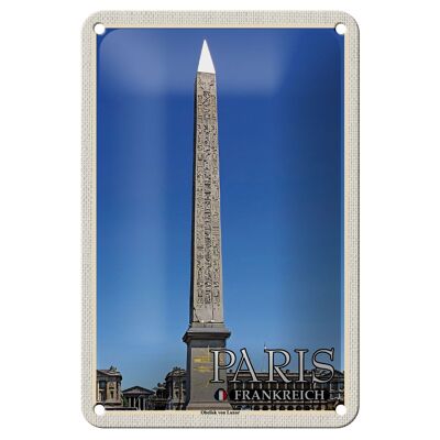 Cartel de chapa de viaje, 12x18cm, París, Francia, Obelisco de Luxor