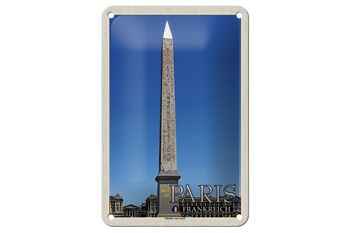 Panneau de voyage en étain, 12x18cm, Paris, France, obélisque de Louxor 1
