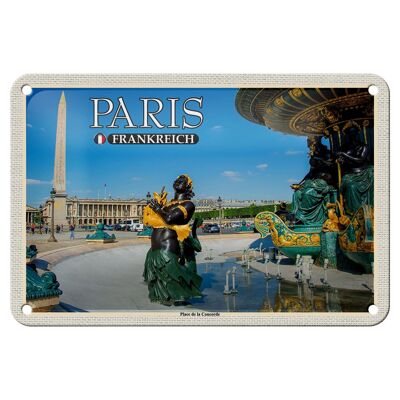 Cartel de chapa Viaje 18x12cm París Francia Place de la Concorde