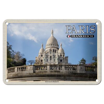 Cartel de chapa Viaje 18x12cm París Francia Sacré-Coeur de Montmartre