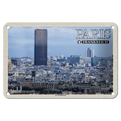 Cartel de chapa viaje 18x12cm París Francia Montparnasse rascacielos