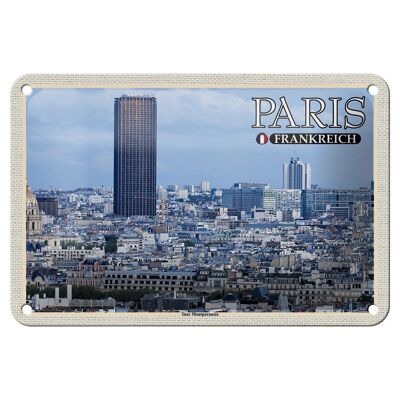 Blechschild Reise 18x12cm Paris Frankreich Montparnasse Hochhaus