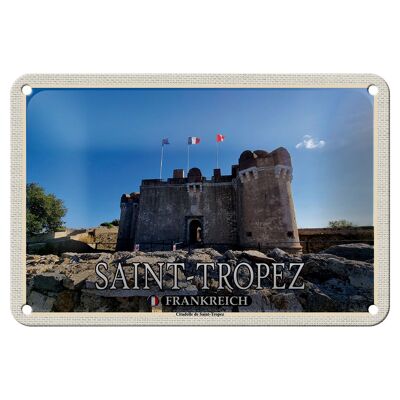 Cartel de chapa de viaje, 18x12cm, Saint-Tropez, Francia, Citadelle