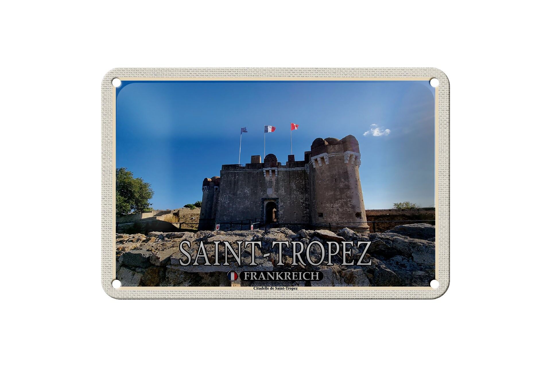 Tin Sign Travel 18x12cm Saint-Tropez France Citadelle Sign