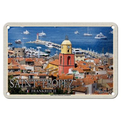 Blechschild Reise 18x12cm Saint-Tropez Eglise Notre-Dame-de Schild