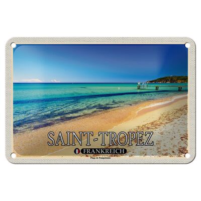Cartel de chapa viaje 18x12cm Saint-Tropez Plage de Pampelonne cartel