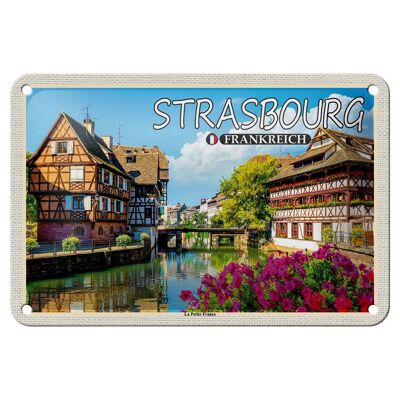 Cartel de chapa Viaje 18x12cm Estrasburgo Francia La Petite France