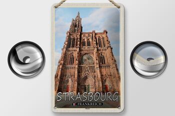 Panneau décoratif en étain pour voyage, 12x18cm, Strasbourg, France, Münster 2