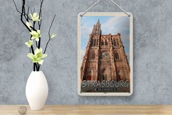 Panneau décoratif en étain pour voyage, 12x18cm, Strasbourg, France, Münster 4