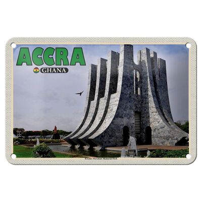 Cartel de chapa de viaje, 18x12cm, Accra, Ghana, Kwame Nkrumah Memorial Park
