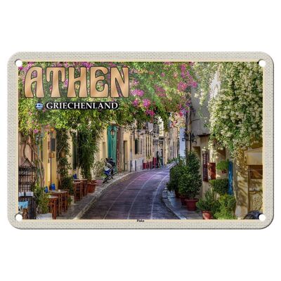 Targa in metallo da viaggio 18x12 cm Atene Grecia Plaka District Sign