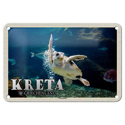 Cartel de chapa de viaje, 18x12cm, Creta, Grecia, Cretaaquarium