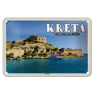 Cartel de chapa de viaje, 18x12cm, Creta, Grecia, isla Spinalonga