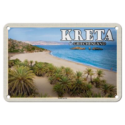 Cartel de chapa de viaje, 18x12cm, Creta, Grecia, playa de Vai Sign