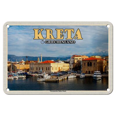 Cartel de chapa de viaje, 18x12cm, Creta, Grecia, puerto veneciano