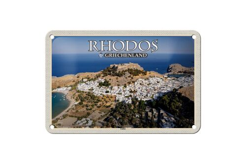 Blechschild Reise 18x12cm Rhodos Griechenland Lindos Stadt Meer Deko