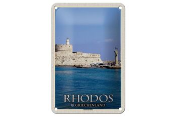 Panneau de voyage en étain, 12x18cm, Rhodes, grèce, port de Mandraki 1