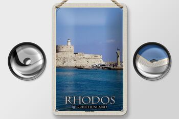 Panneau de voyage en étain, 12x18cm, Rhodes, grèce, port de Mandraki 2