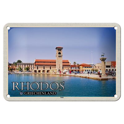 Cartel de chapa de viaje, 18x12cm, Rodas, Grecia, ciudad, mar, decoración navideña