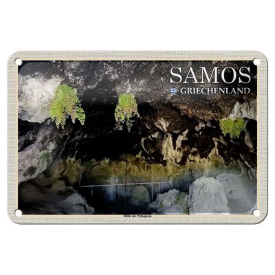 Cartel de chapa de viaje 18x12cm Samos Grecia Cueva de Pitágoras