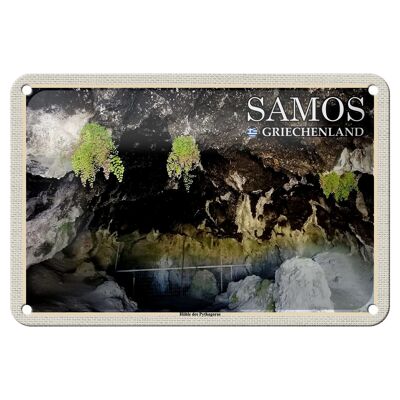 Tin Sign Travel 18x12cm Samos Greece Cave of Pythagoras